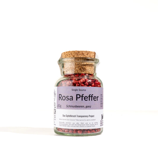 Pink pepper from Gipfelhirsch in a cork jar